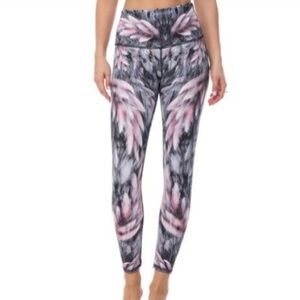 Evolution and Creation (EVCR) Feather Print High Waist Yoga Leggings Size Large